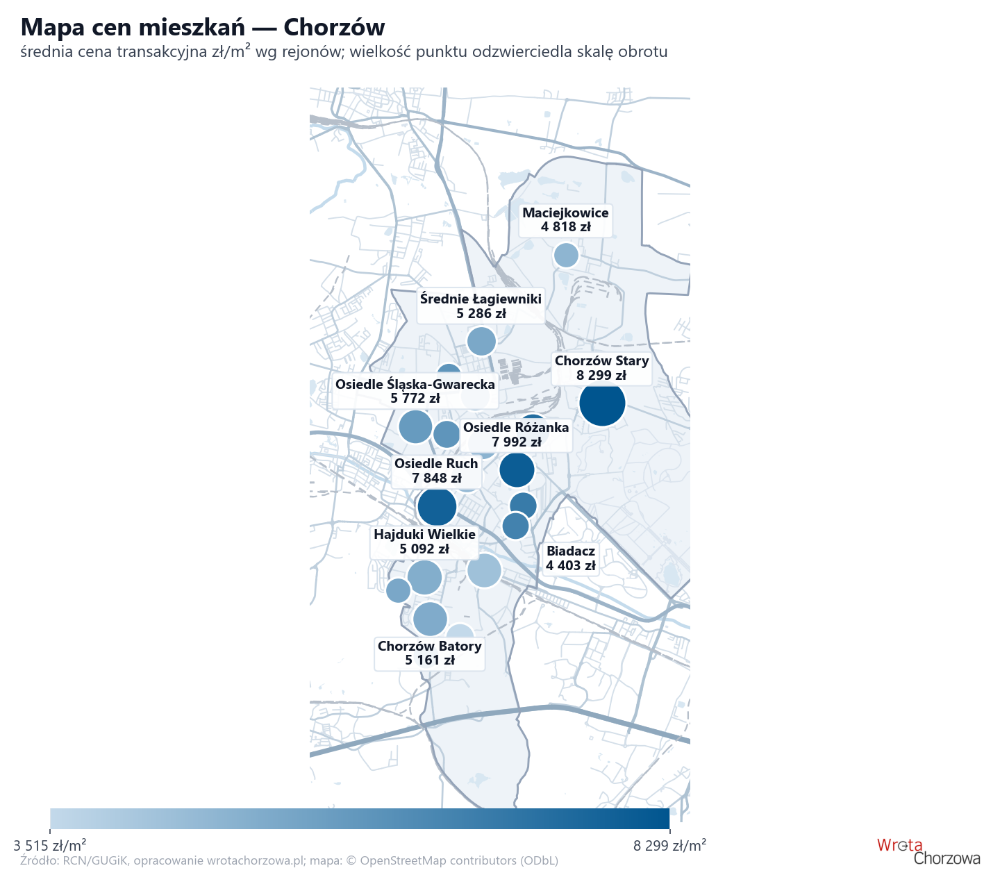 Mapa cen mieszkań - Chorzów