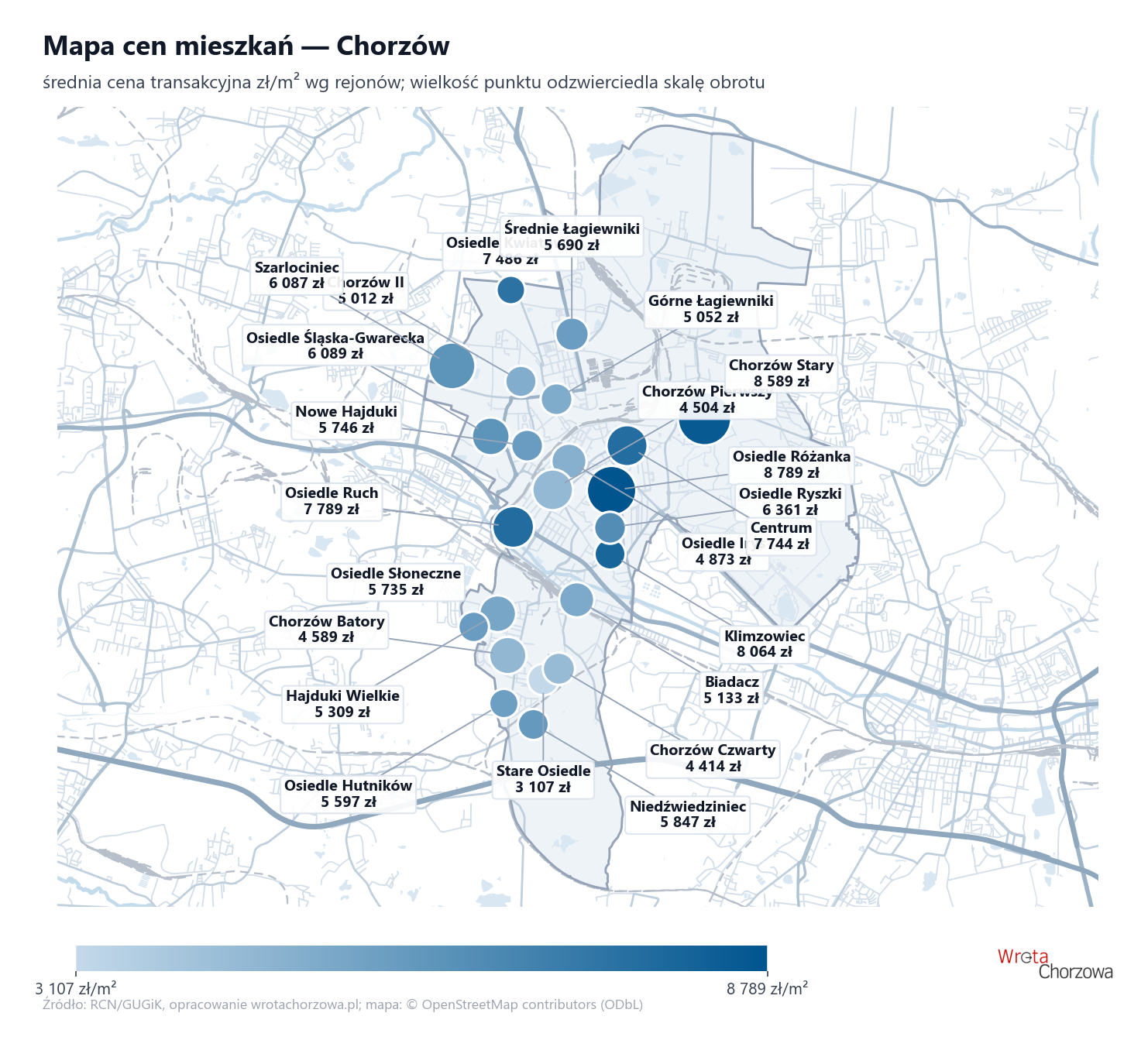 Mapa cen mieszkań - Chorzów