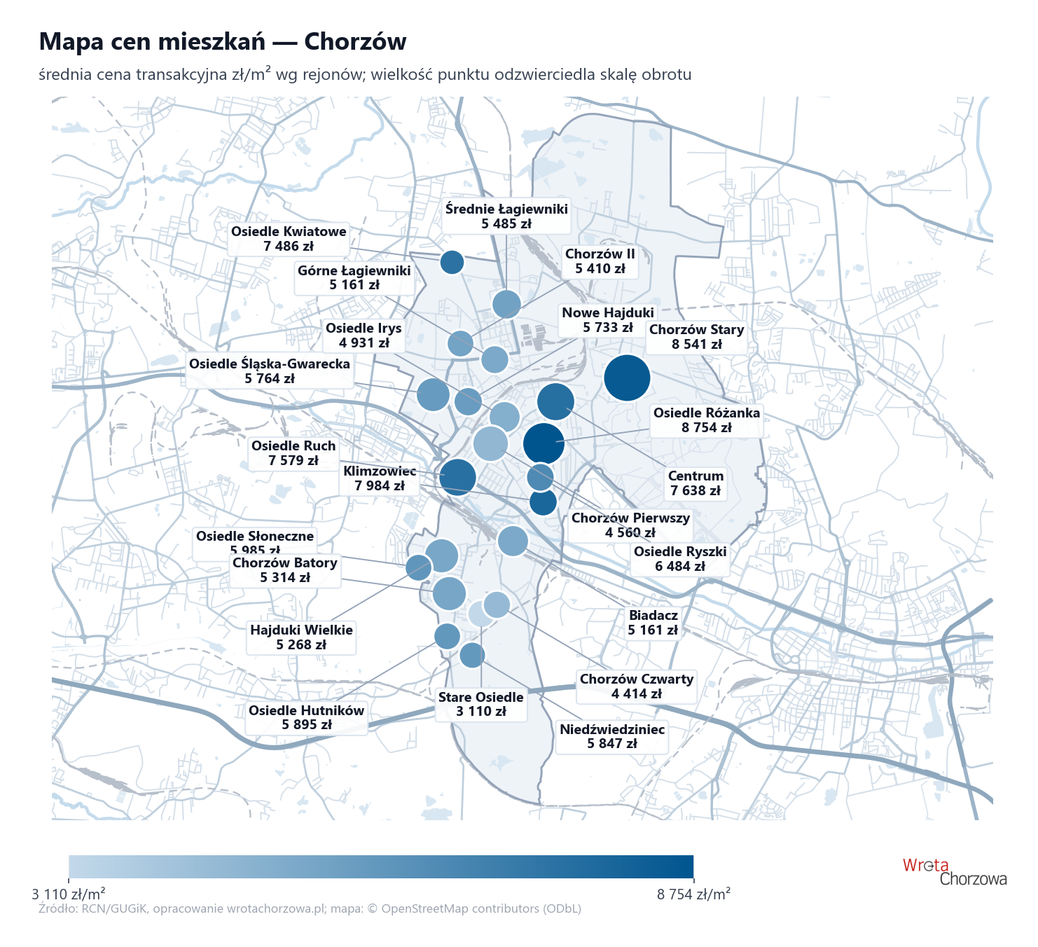 Mapa cen mieszkań - Chorzów