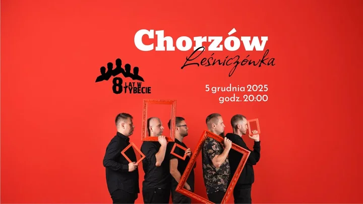 Grafika promocyjna wydarzenia 8 lat w Tybecie — koncert (Trasa 20x8) w Chorzowie