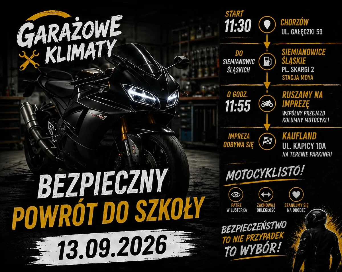 Grafika promocyjna wydarzenia Bezpieczny powrót do szkoły w Chorzowie