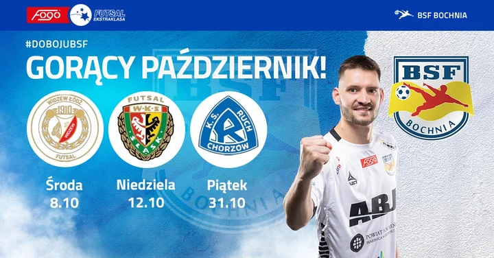 Grafika promocyjna wydarzenia BSF ABJ Powiat Bochnia – Ruch Chorzów: 10. kolejka FOGO Futsal Ekstraklasy