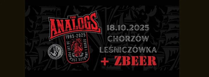Obrazek przedstawia grafikę promocyjną wydarzenia Koncert The Analogs z supportem ZBEER w Chorzowie