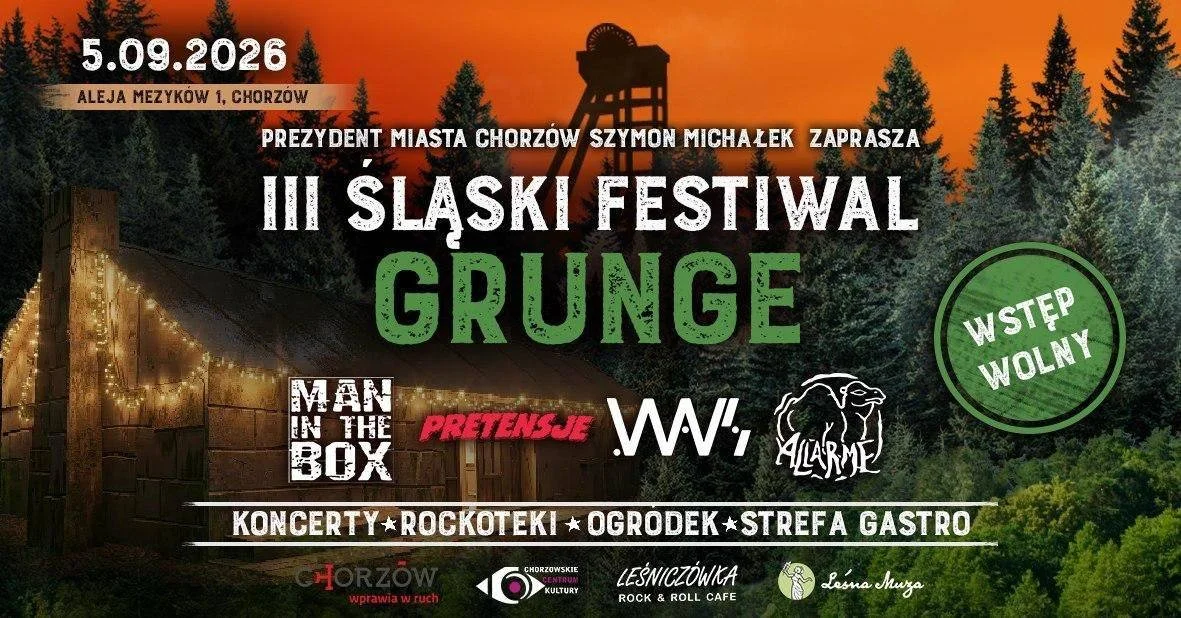 Grafika promocyjna wydarzenia III Śląski Festiwal Grunge w Chorzowie