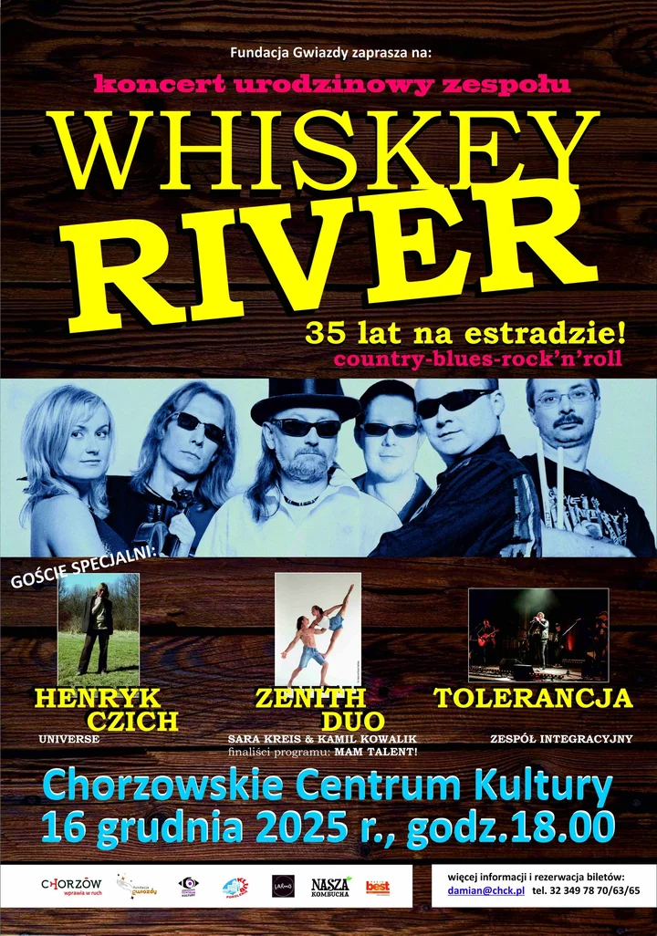 Grafika promocyjna wydarzenia Koncert urodzinowy WHISKEY RIVER – 35 lat na estradzie (Chorzów)