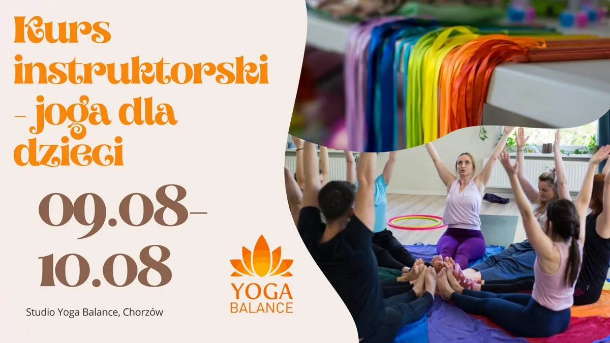 Grafika promocyjna wydarzenia Kurs instruktorski jogi dla dzieci w Chorzowie