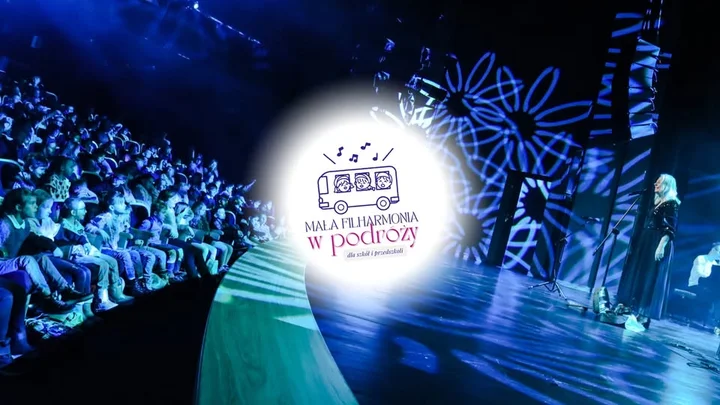 Grafika promocyjna wydarzenia Mała Filharmonia w Podróży — audycje muzyczne dla szkół i przedszkoli w Chorzowie