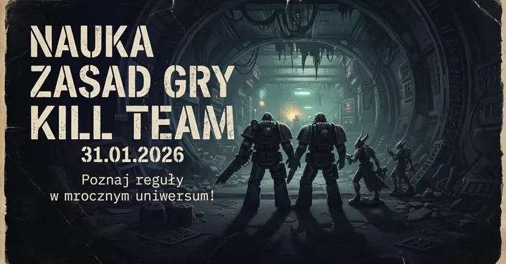 Grafika promocyjna wydarzenia Nauka zasad gry Kill Team w Klubie Pandemonium