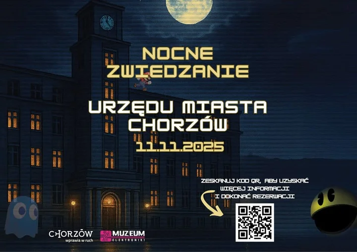 Grafika promocyjna wydarzenia Nocne Zwiedzanie Urzędu Miasta Chorzów 2025