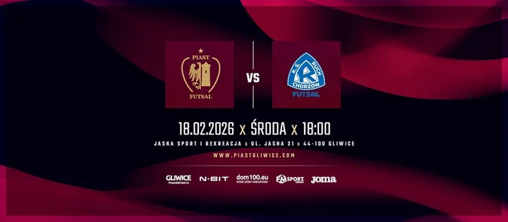 Grafika promocyjna wydarzenia Piast Gliwice Futsal x Ruch Chorzów — derby na Jasnej 31