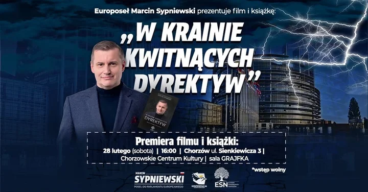 Grafika promocyjna wydarzenia Premiera książki i filmu — Spotkanie z Marcinem Sypniewskim (Chorzów)