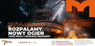 Grafika promocyjna wydarzenia ROZPALAMY NOWY OGIEŃ — Targi Pracy i Edukacji (Chorzów, 23–24 marca 2026)