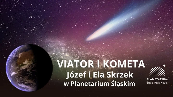 Grafika promocyjna wydarzenia Viator i Kometa — Ela i Józef Skrzek w Planetarium Śląskim