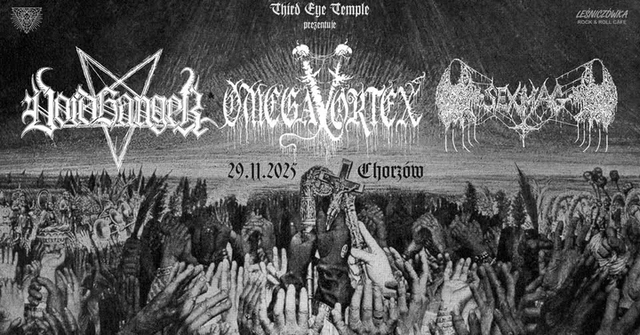Grafika promocyjna wydarzenia VOIDHANGER OMEGAVORTEX SEXMAG — koncert w Leśniczówce (Chorzów)