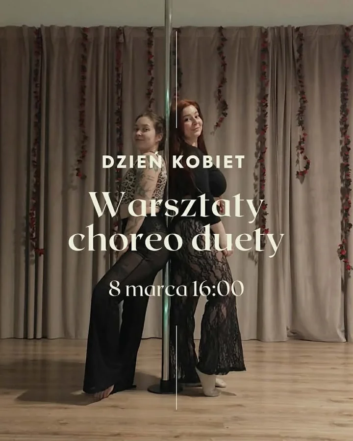 Grafika promocyjna wydarzenia CHOREO DUETY Dzień Kobiet — warsztaty choreo w duetach