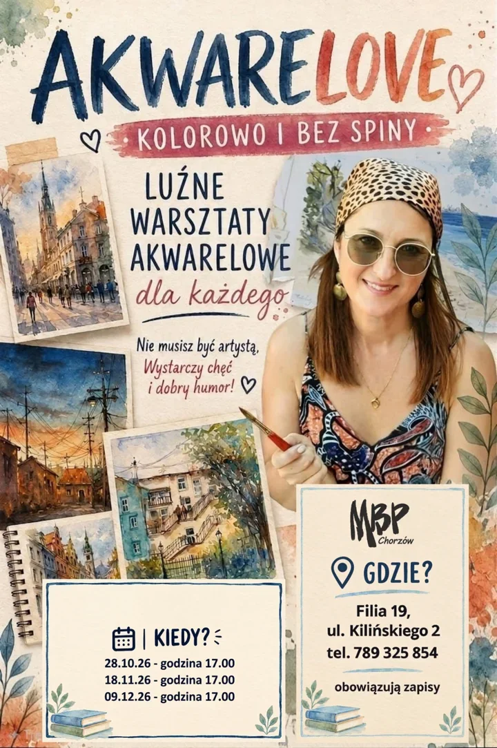 Akwarelove w Chorzowie - trzy spotkania dla tych, którzy chcą malować bez spiny