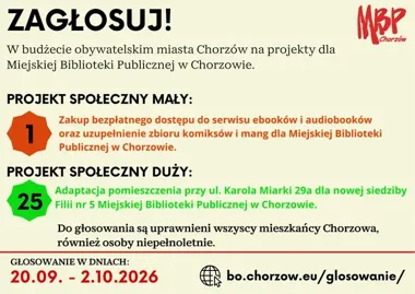 Chorzowska biblioteka prosi o głosy. Dwa projekty mogą zmienić jej ofertę