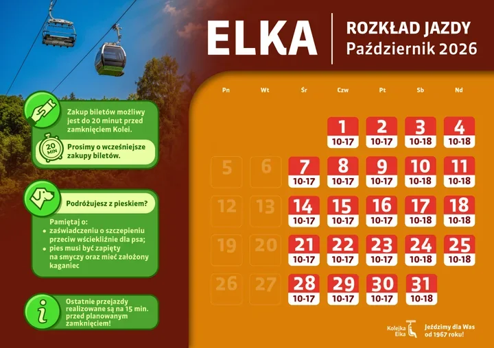ELKA w Parku Śląskim kursuje jesienią według zmienionego rozkładu