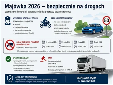 Majówka pod kontrolą - policja rusza z masowymi kontrolami i zakazem dla ciężarówek